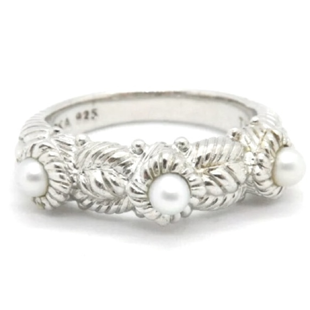 JUDITH RIPKA 3 PEARL STERLING RING - Picture 2 of 5